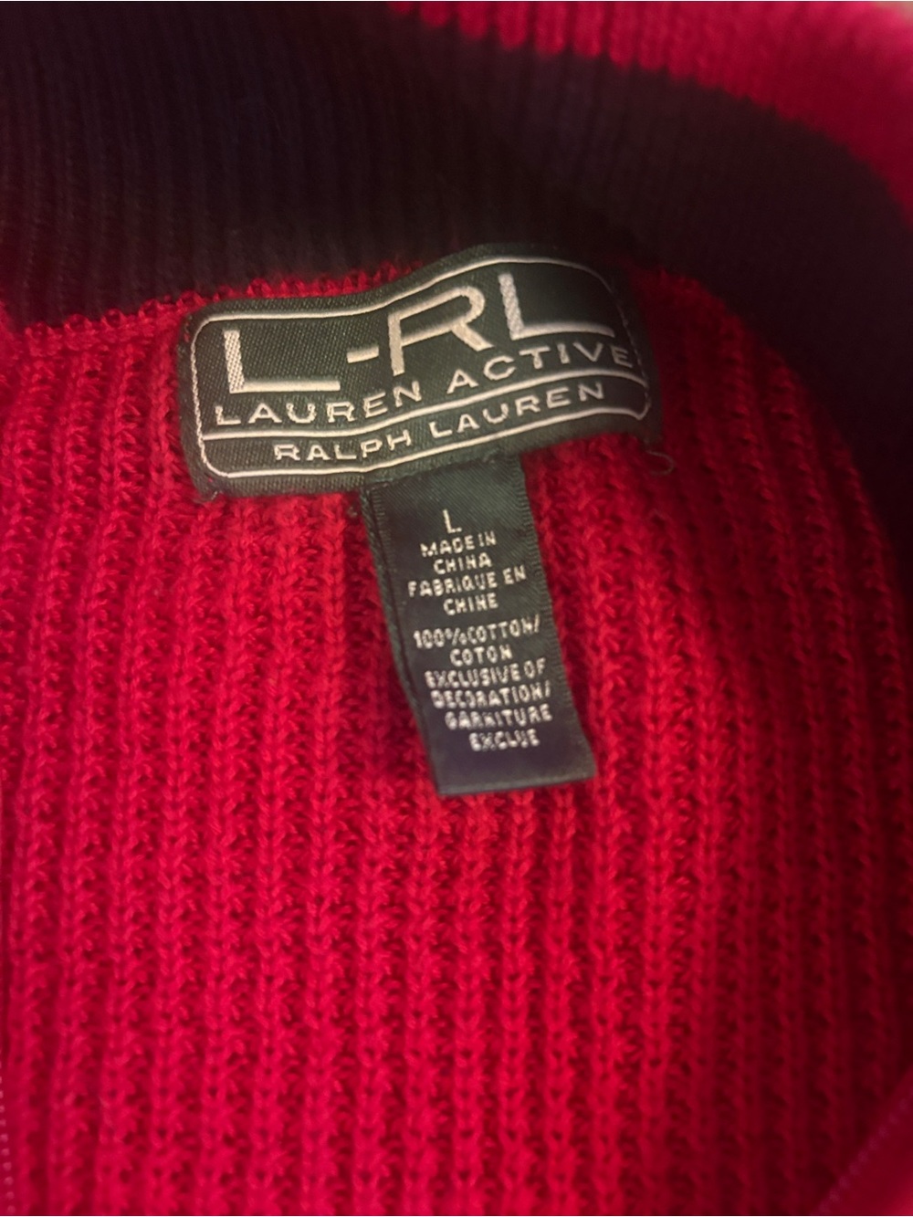 Ralph Lauren Red Full-Zip Knit Sweater - Picture 2 of 6